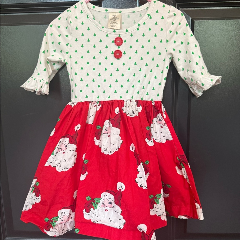 Eleanor Rose size 2 Santa face Christmas tree dot dress